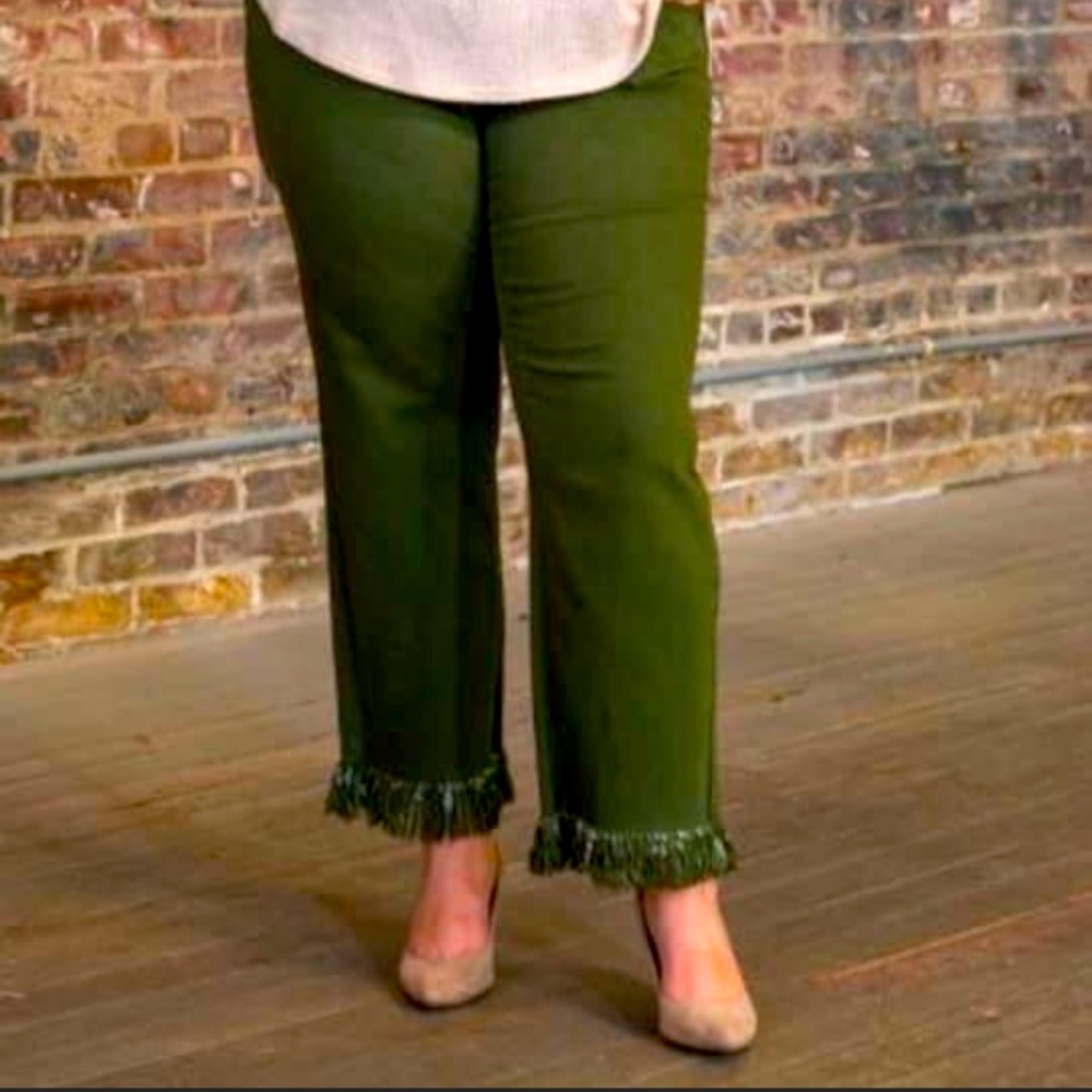 Olive boyfriend frayed hem jeans by L&B
